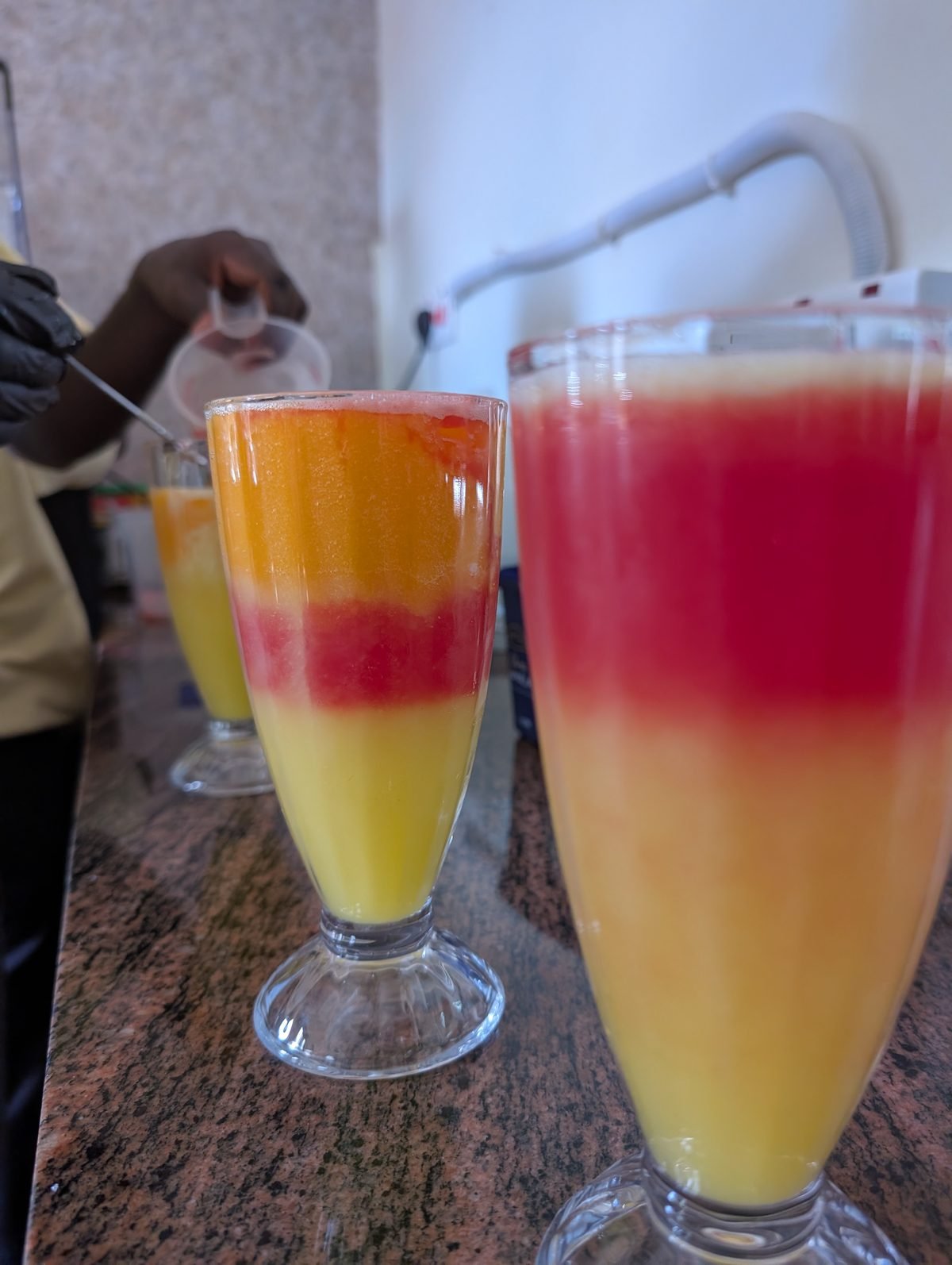 Fresh fruit juices prepared at Bakerm Hotel restaurant